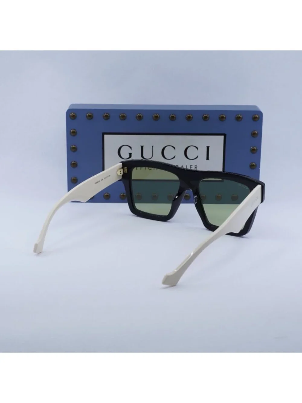 Gucci GG0962S 004 Square Sunglasses - Black White / Green